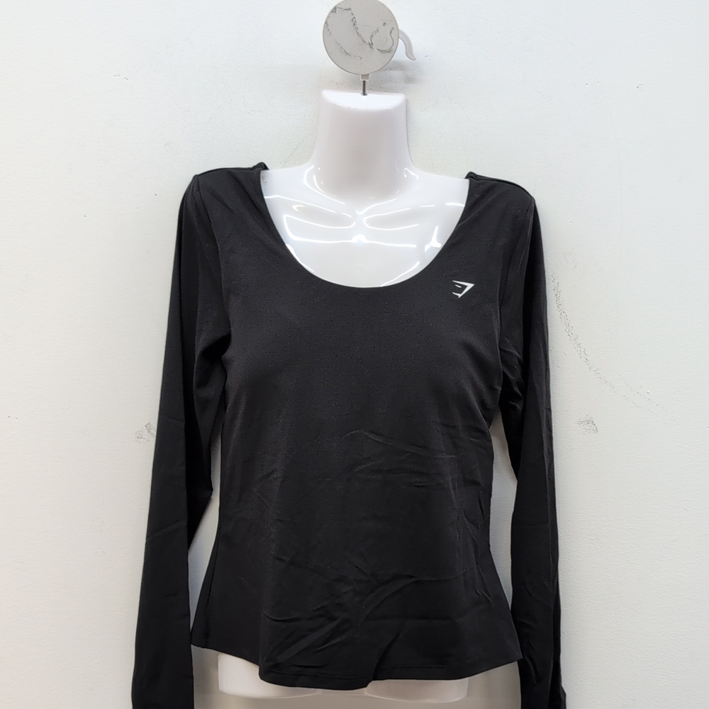 Gymshark Women's Twist Back Long Sleeves Scoop Neck Top XL Black
